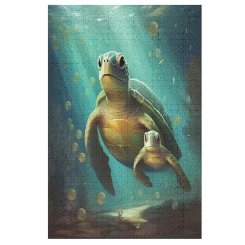 Sea Schildkrötes -Puzzle, 1000 Teile,Holzpuzzle Für Erwachsene Kinder, Lustiges Spielzeug, Denkspiel, Spielzeug, Bildungsspiel, Herausforderung, Pädagogisch, （78×53cm） von AAPZY