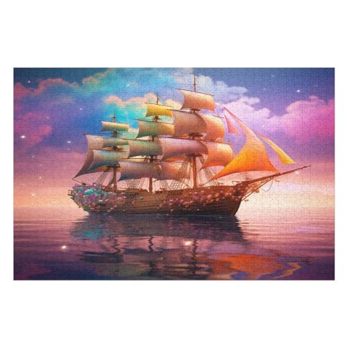 Segelboot Holzpuzzle Erwachsene - 1000 Teiliges Jigsaw Knobelspiel - Puzzle Für Erwachsene & Kinder - Outdoor & Reisespielzeug - Geduldspiel （75×50cm） von AAPZY