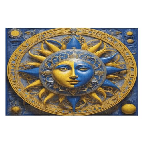 Sonne Mond Puzzle 1000 Teile, Holzpuzzle Für Erwachsene, Impossible Puzzle, Geschicklichkeitsspiel Für Die Ganze Familie, Puzzle Farbenfrohes Legespiel Kinder Puzzles （75×50cm） von AAPZY