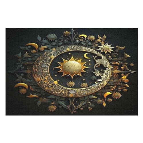 Sonne und Mond Puzzles 1000 Teile Für Jugendliche Kreatives Holzpuzzlespielzeug Familienspiel Schwierigkeitsgrad Herausforderungspuzzles （75×50cm） von AAPZY