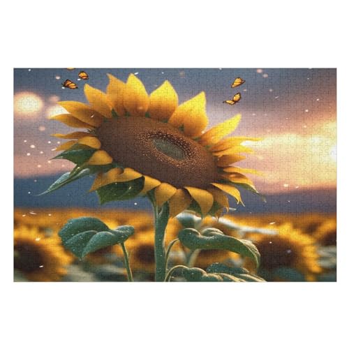 Sonnenblume Puzzles 1000 Teile Erwachsener Kniffel Spaß Für Die Ganze Familie - 1000 Puzzleteilige Motive, Holzpuzzle Kinder Erwachsene, Impossible Puzzle Schwer （75×50cm） von AAPZY