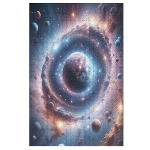 Space Planet Holzpuzzle 1000 Teile Klassische Puzzles Erwachsene Kinder Puzzle DIY Kit Holzspielzeug Einzigartiges Geschenk Moderne Wohnkultur （78×53cm） von AAPZY