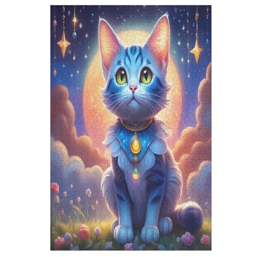Sternenhimmel Cat Holzpuzzle 1000 Teile Klassische Puzzles Erwachsene Kinder Puzzle DIY Kit Holzspielzeug Einzigartiges Geschenk Moderne Wohnkultur （78×53cm） von AAPZY