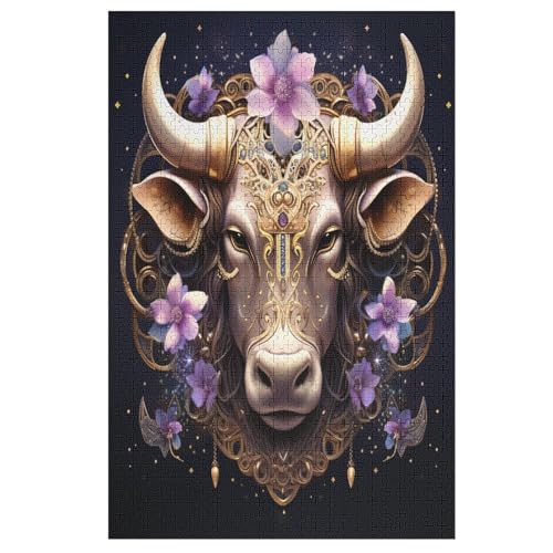 Stier Holzpuzzle 1000 Stück Puzzles Für Erwachsene Teenager Stress Abbauen Familien-Puzzlespiel Poster 1000-teiliges Puzzle Kinder Lernspiel Spielzeug Geschenk （78×53cm） von AAPZY