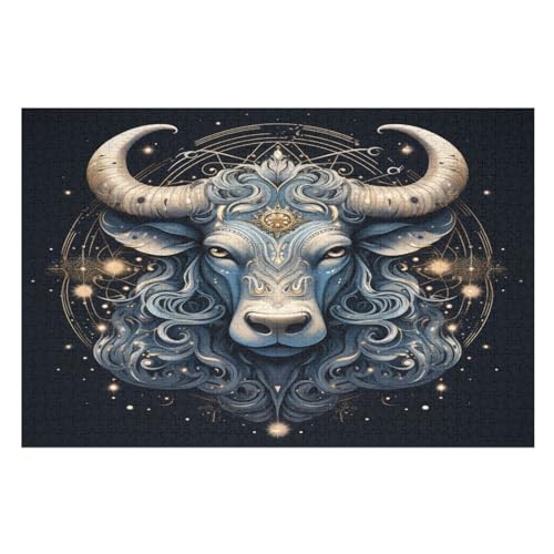 Stier Puzzle 1000 Teile, Holzpuzzle Für Erwachsene, Impossible Puzzle, Geschicklichkeitsspiel Für Die Ganze Familie, Puzzle Farbenfrohes Legespiel Kinder Puzzles （75×50cm） von AAPZY
