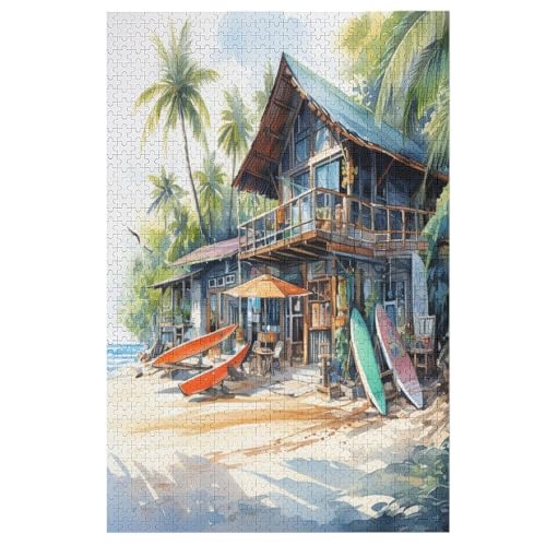 Strand Shop 1000 Teile Puzzles Für Erwachsene Holzpuzzle Familienpuzzlespiel Stressabbau-Puzzle Für Erwachsene Kinder Ab 12 Jahren （78×53cm） von AAPZY