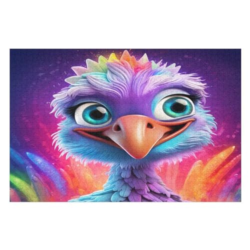 Strauß -Puzzle, 1000 Teile,Holzpuzzle Für Erwachsene Kinder, Lustiges Spielzeug, Denkspiel, Spielzeug, Bildungsspiel, Herausforderung, Pädagogisch, （75×50cm） von AAPZY
