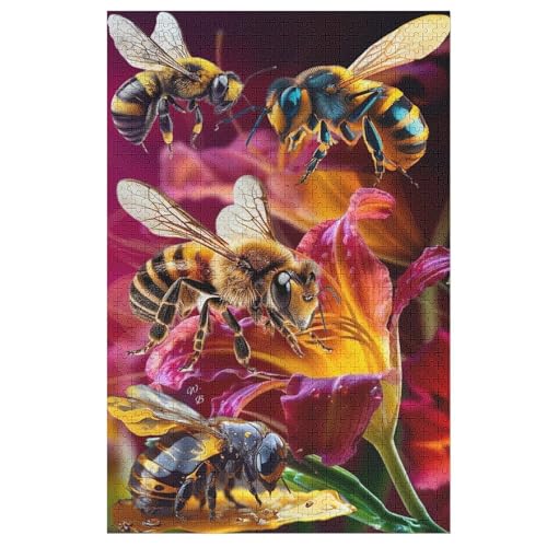 Süße Biene Holzpuzzle 1000 Teile, Knobelspiele Für Erwachsene, Teenager, Puzzles Unmögliche - Kinder Puzzle Zimmer Deko （78×53cm） von AAPZY