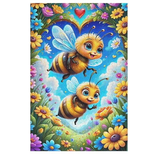 Süße Biene Puzzle 1000 Teile,Puzzles Für Erwachsene, Impossible Puzzle, Geschicklichkeitsspiel Für Die Ganze Familie, Puzzle Kinder,Holzpuzzle-Geschenk,Raumdekoration, （78×53cm） von AAPZY