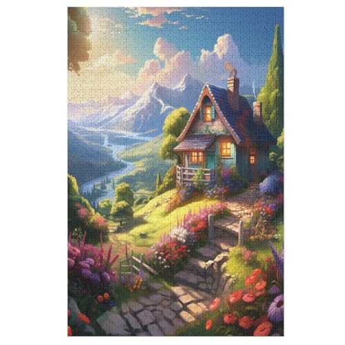 Süße Landschaft 1000 Teile Puzzles Für Erwachsene Holzpuzzle Familienpuzzlespiel Stressabbau-Puzzle Für Erwachsene Kinder Ab 12 Jahren 78×53cm von AAPZY