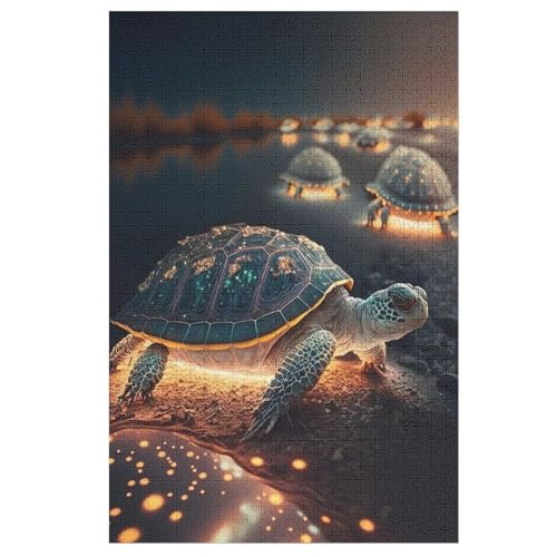 Süße Schildkröte Puzzle 1000 Teile, Holzpuzzle Für Erwachsene, Impossible Puzzle, Geschicklichkeitsspiel Für Die Ganze Familie, Puzzle Farbenfrohes Legespiel Kinder Puzzles （78×53cm） von AAPZY