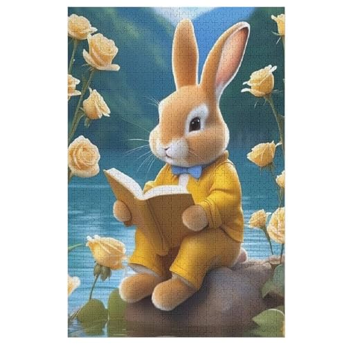 Süßes Kaninchen Puzzles 1000 Teile Erwachsener Kniffel Spaß Für Die Ganze Familie - 1000 Puzzleteilige Motive, Holzpuzzle Kinder Erwachsene, Impossible Puzzle Schwer （78×53cm） von AAPZY