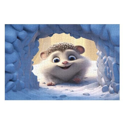 Tier Igel Puzzle Für Erwachsene 1000 Teile Premium 100% Recyceltes Brett Zum Lernen, Lernspielzeug, Familienspiele Kinder Holzpuzzle （75×50cm） von AAPZY