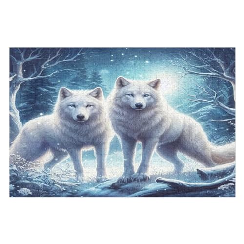 Tier Wolf 1000 Teile Puzzle Für Erwachsene, Herausforderung Puzzles - Familienpuzzle Verringerter Druck Schwieriges Puzzle Rahmen Holzpuzzle Für Erwachsene Kinder 12+ （75×50cm） von AAPZY