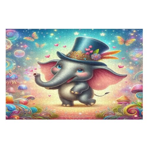 Tierelefant Holzpuzzle 1000 Teile Klassische Puzzles Erwachsene Kinder Puzzle DIY Kit Holzspielzeug Einzigartiges Geschenk Moderne Wohnkultur （75×50cm） von AAPZY