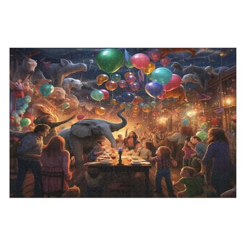 Tierfest Puzzles 1000 Teile Erwachsener Kniffel Spaß Für Die Ganze Familie - 1000 Puzzleteilige Motive, Holzpuzzle Kinder Erwachsene, Impossible Puzzle Schwer （75×50cm） von AAPZY