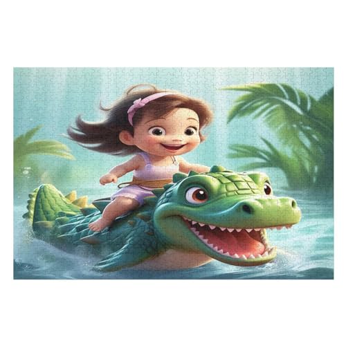 Tierkrokodil 1000 Teile Premium-Puzzles Für Erwachsene Kinder- Holzpuzzles Spaß Und Lernspiele - Perfekte Puzzle-Geschenke （75×50cm） von AAPZY
