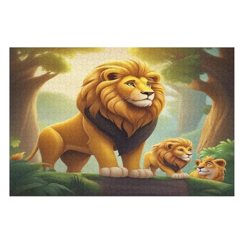 Tierlöwe Holzpuzzle 1000 Teile, Knobelspiele Für Erwachsene, Teenager, Puzzles Unmögliche - Kinder Puzzle Zimmer Deko （75×50cm） von AAPZY