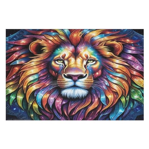 Tierlöwe – Puzzle 1000 Teile, Holzpuzzle, Herausforderndes Geschicklichkeitsspiel Für Die Ganze Familie, Kinder Erwachsenenpuzzle Ab 12 Jahren （75×50cm） von AAPZY