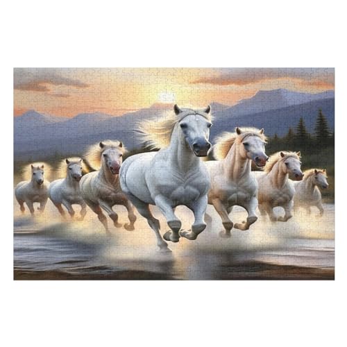 Tierpferd Holzpuzzle 1000 Teile Klassische Puzzles Erwachsene Kinder Puzzle DIY Kit Holzspielzeug Einzigartiges Geschenk Moderne Wohnkultur （75×50cm） von AAPZY