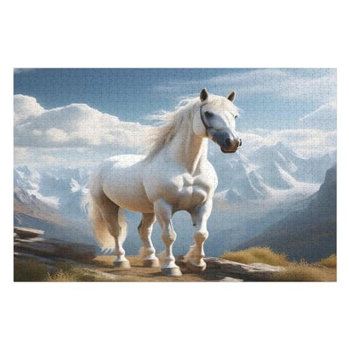 Tierpferd Puzzle Für Erwachsene 1000 Teile Premium 100% Recyceltes Brett Zum Lernen, Lernspielzeug, Familienspiele Kinder Holzpuzzle （75×50cm） von AAPZY