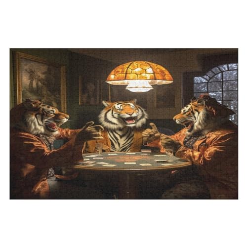 Tiger,1000 Teile,Holzpuzzle,einzigartiges Puzzle,kreatives Puzzle,Geschenk Für Erwachsene,Familienspiel,Herausforderungsaktivität,（75×50cm） von AAPZY