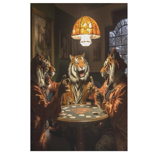 Tiger Holzpuzzle 1000 Teile,Puzzles Für Erwachsene, Impossible Puzzle, Geschicklichkeitsspiel Für Die Ganze Familie,Home Dekoration Puzzle, Puzzle Kinder Legespiel （78×53cm） von AAPZY