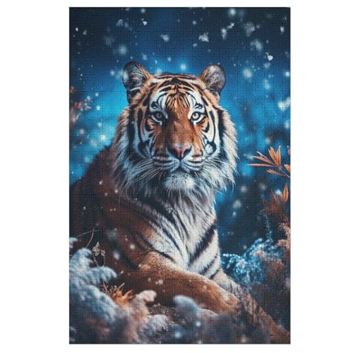 Tiger Holzpuzzle 1000 Teile,Puzzles Für Erwachsene, Impossible Puzzle, Geschicklichkeitsspiel Für Die Ganze Familie,Home Dekoration Puzzle, Puzzle Kinder Legespiel （78×53cm） von AAPZY