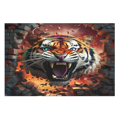 Tiger Holzpuzzle 1000 Teile Klassische Puzzles Erwachsene Kinder Puzzle DIY Kit Holzspielzeug Einzigartiges Geschenk Moderne Wohnkultur （75×50cm） von AAPZY