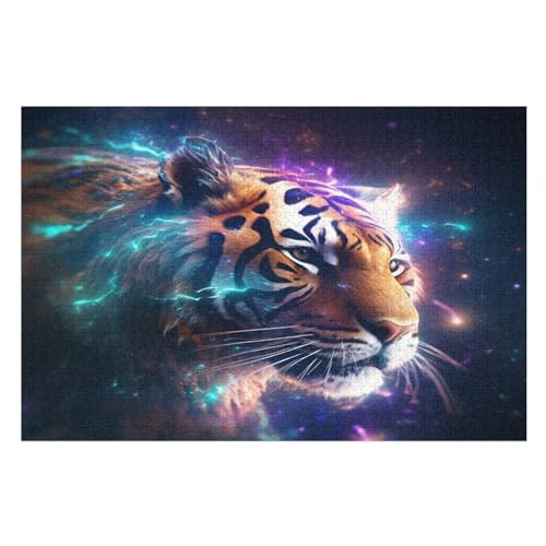 Tiger Holzpuzzle 1000 Teile Klassische Puzzles Erwachsene Kinder Puzzle DIY Kit Holzspielzeug Einzigartiges Geschenk Moderne Wohnkultur （75×50cm） von AAPZY