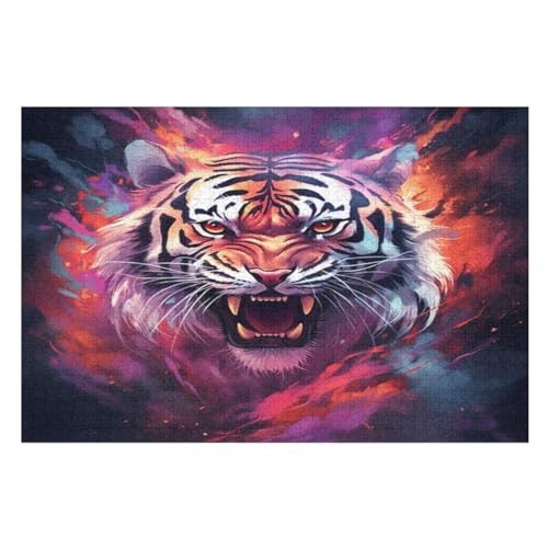 Tiger Holzpuzzle 1000 Teile Klassische Puzzles Erwachsene Kinder Puzzle DIY Kit Holzspielzeug Einzigartiges Geschenk Moderne Wohnkultur （75×50cm） von AAPZY