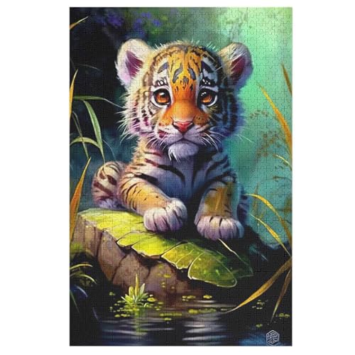Tiger Holzpuzzle 1000 Teile Klassische Puzzles Erwachsene Kinder Puzzle DIY Kit Holzspielzeug Einzigartiges Geschenk Moderne Wohnkultur （78×53cm） von AAPZY