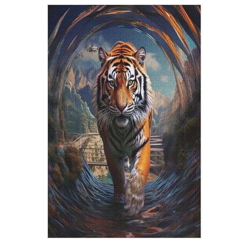 Tiger Puzzles 1000 Teile Für Jugendliche Kreatives Holzpuzzlespielzeug Familienspiel Schwierigkeitsgrad Herausforderungspuzzles （78×53cm） von AAPZY