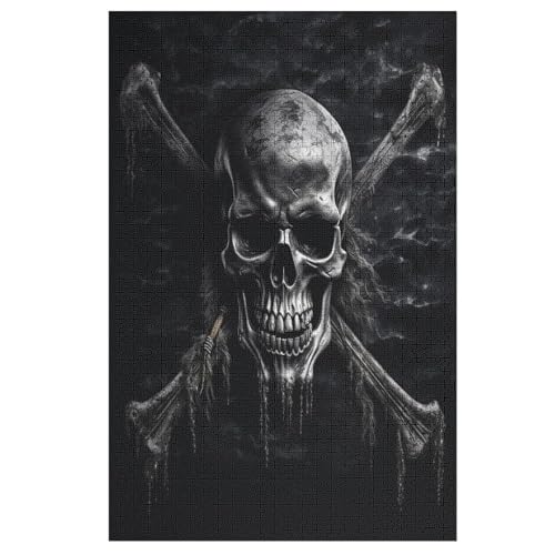 Totenkopf Pirate Puzzle Für Erwachsene 1000 Teile Premium 100% Recyceltes Brett Zum Lernen, Lernspielzeug, Familienspiele Kinder Holzpuzzle （78×53cm） von AAPZY