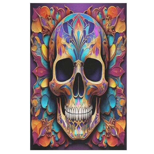 Totenkopf Puzzle Für Erwachsene 1000 Teile Premium 100% Recyceltes Brett Zum Lernen, Lernspielzeug, Familienspiele Kinder Holzpuzzle （78×53cm） von AAPZY