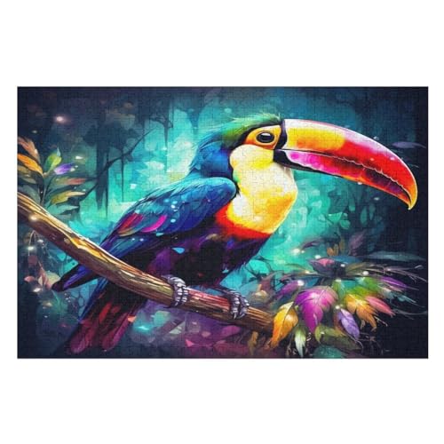 Tukane -Puzzle, 1000 Teile,Holzpuzzle Für Erwachsene Kinder, Lustiges Spielzeug, Denkspiel, Spielzeug, Bildungsspiel, Herausforderung, Pädagogisch, （75×50cm） von AAPZY