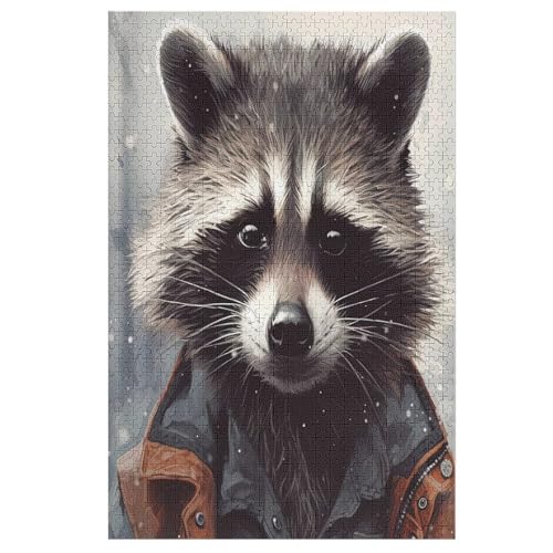 Waschbär Animal – Puzzle 1000 Teile, Holzpuzzle, Herausforderndes Geschicklichkeitsspiel Für Die Ganze Familie, Kinder Erwachsenenpuzzle Ab 12 Jahren （78×53cm） von AAPZY