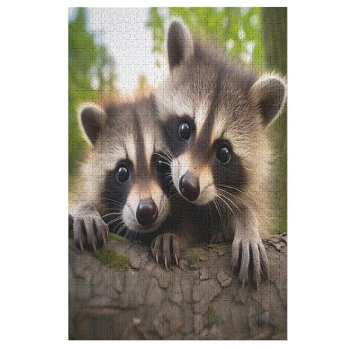 Waschbär – Puzzle 1000 Teile, Holzpuzzle, Herausforderndes Geschicklichkeitsspiel Für Die Ganze Familie, Kinder Erwachsenenpuzzle Ab 12 Jahren （78×53cm） von AAPZY