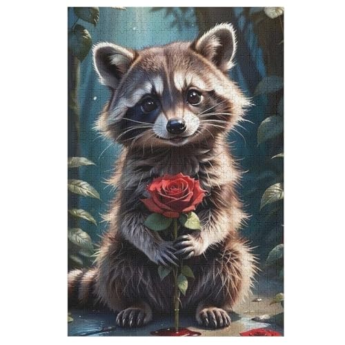 Waschbär Puzzle 1000 Teile, Holzpuzzle Für Erwachsene, Impossible Puzzle, Geschicklichkeitsspiel Für Die Ganze Familie, Puzzle Farbenfrohes Legespiel Kinder Puzzles （78×53cm） von AAPZY