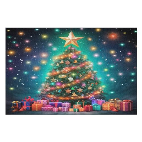 Weihnachtsbaum Holzpuzzle Erwachsene - 1000 Teiliges Jigsaw Knobelspiel - Puzzle Für Erwachsene & Kinder - Outdoor & Reisespielzeug - Geduldspiel （75×50cm） von AAPZY