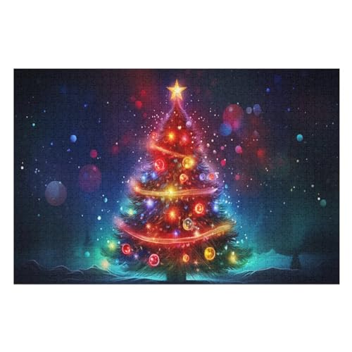 Weihnachtsbaum Holzpuzzle Erwachsene - 1000 Teiliges Jigsaw Knobelspiel - Puzzle Für Erwachsene & Kinder - Outdoor & Reisespielzeug - Geduldspiel （75×50cm） von AAPZY