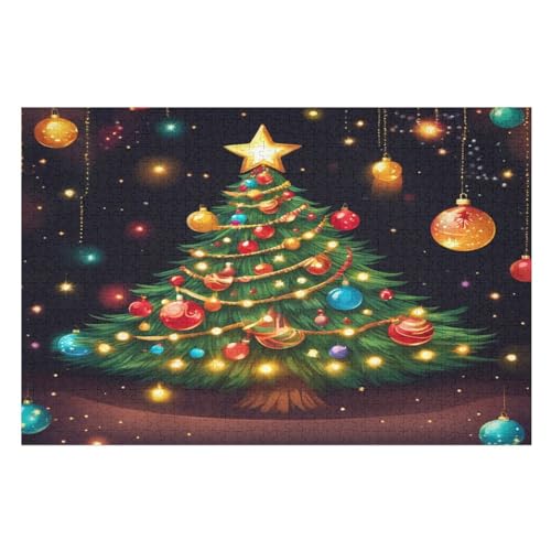 Weihnachtsbaum Puzzles 1000 Teile Erwachsener Kniffel Spaß Für Die Ganze Familie - 1000 Puzzleteilige Motive, Holzpuzzle Kinder Erwachsene, Impossible Puzzle Schwer （75×50cm） von AAPZY