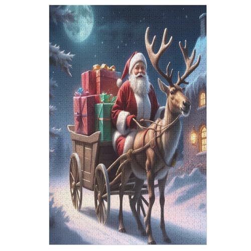 Weihnachtsmann Claus Puzzle 1000 Teile,Puzzles Für Erwachsene, Impossible Puzzle, Geschicklichkeitsspiel Für Die Ganze Familie, Puzzle Kinder,Holzpuzzle-Geschenk,Raumdekoration, （78×53cm） von AAPZY
