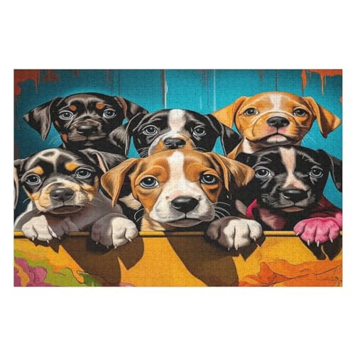 Welpen Puzzle 1000 Teile,Puzzles Für Erwachsene, Impossible Puzzle, Geschicklichkeitsspiel Für Die Ganze Familie, Puzzle Kinder,Holzpuzzle-Geschenk,Raumdekoration, （75×50cm） von AAPZY