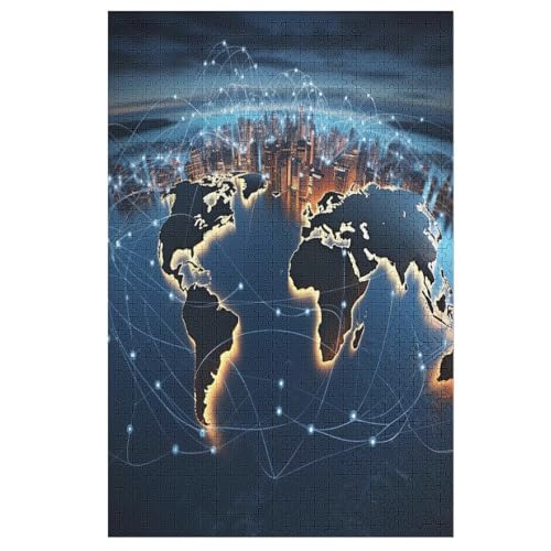 Weltkarte Puzzles 1000 Teile Erwachsener Kniffel Spaß Für Die Ganze Familie - 1000 Puzzleteilige Motive, Holzpuzzle Kinder Erwachsene, Impossible Puzzle Schwer （78×53cm） von AAPZY