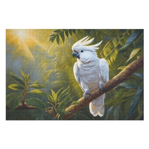 White Papagei Puzzle Für Erwachsene 1000 Teile Premium 100% Recyceltes Brett Zum Lernen, Lernspielzeug, Familienspiele Kinder Holzpuzzle （75×50cm） von AAPZY