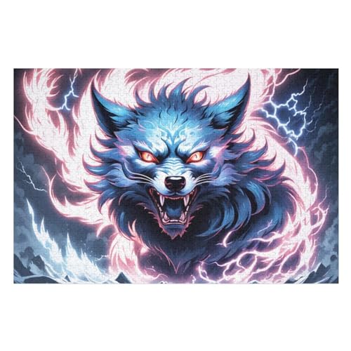 Wolf Holzpuzzle 1000 Teile, Knobelspiele Für Erwachsene, Teenager, Puzzles Unmögliche - Kinder Puzzle Zimmer Deko （75×50cm） von AAPZY