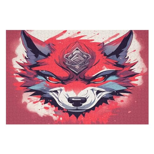 Wolf Holzpuzzle 1000 Teile Klassische Puzzles Erwachsene Kinder Puzzle DIY Kit Holzspielzeug Einzigartiges Geschenk Moderne Wohnkultur （75×50cm） von AAPZY
