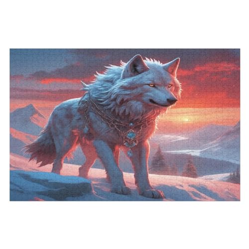 Wolf Holzpuzzle 1000 Teile Klassische Puzzles Erwachsene Kinder Puzzle DIY Kit Holzspielzeug Einzigartiges Geschenk Moderne Wohnkultur （75×50cm） von AAPZY