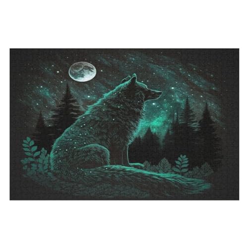 Wolf Holzpuzzle 1000 Teile Klassische Puzzles Erwachsene Kinder Puzzle DIY Kit Holzspielzeug Einzigartiges Geschenk Moderne Wohnkultur （75×50cm） von AAPZY